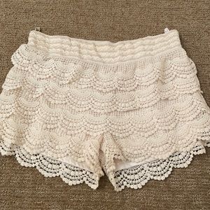 Off white lace shorts
